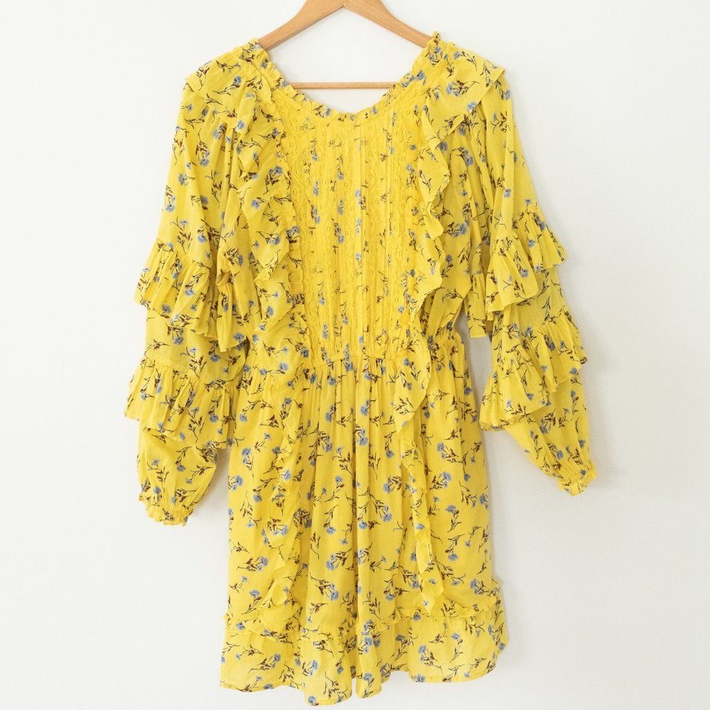 Happy x Nature Long Sleeve Ruffled Floral Print Mini Dress